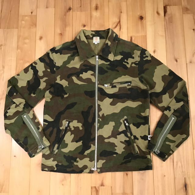 ★初期★ woodland camo ライダース ジャケット a bathing ape BAPE jacket vintage エイプ ベイプ  アベイシングエイプ 迷彩ブルゾン-Kametuku shop