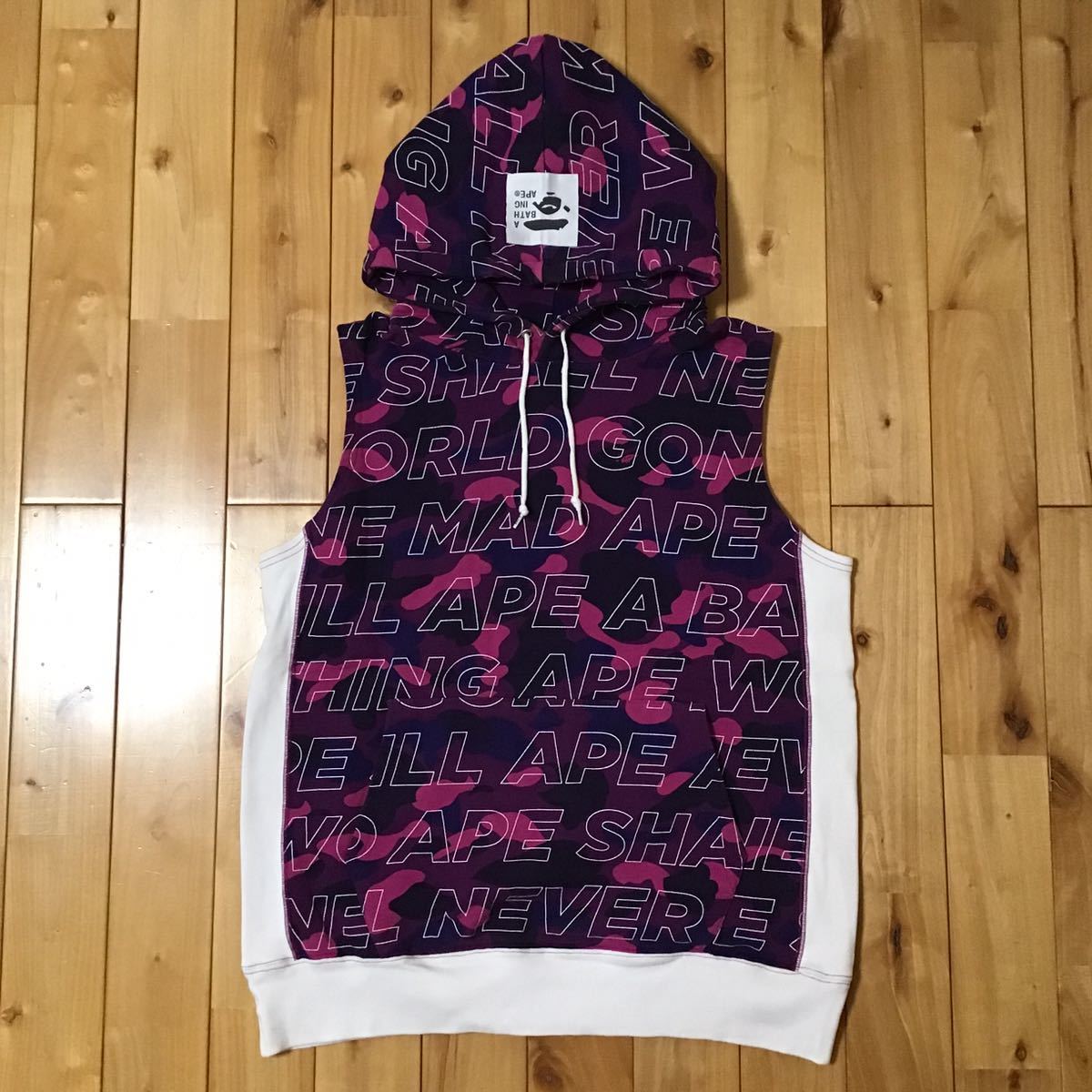 text camo スウェット フード ベスト Mサイズ a bathing ape bape hoodie vest エイプ ベイプ アベイシングエイプ パーカー purple camo-Kametuku shop