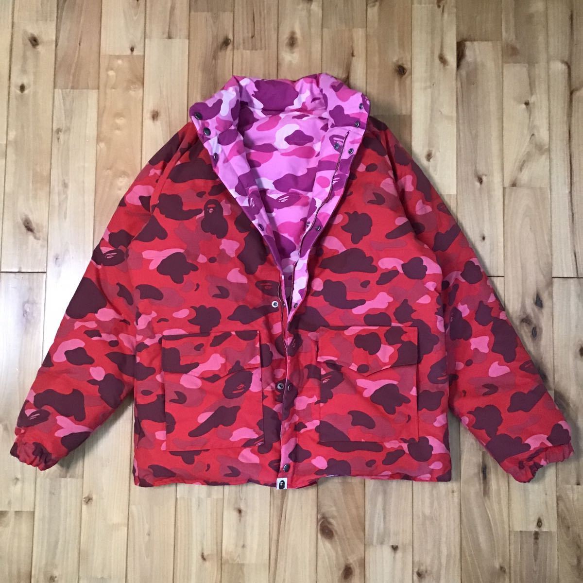 A Bathing Ape ピンクカモフラージュダウンジャケット Lサイズ