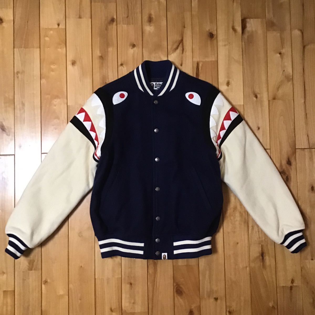 SHARK SHOULDER VARSITY JACKET Mサイズ a bathing ape BAPE シャーク