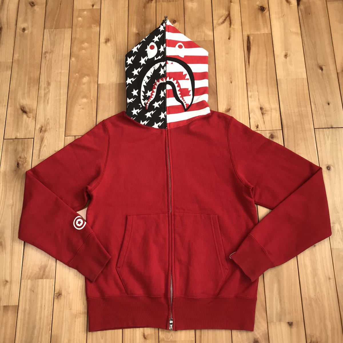 星条旗 シャーク パーカー Sサイズ American shark full zip hoodie a  