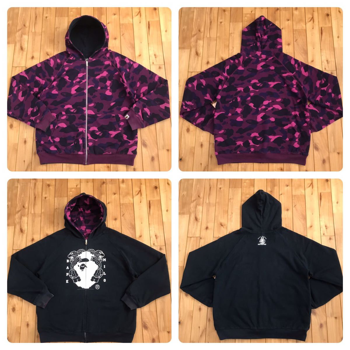 A BATHING APE リバーシブル ジップ パーカー BAPE エイプ 中古・古着通販】A BATHING APE (ア ベイシング エイプ
