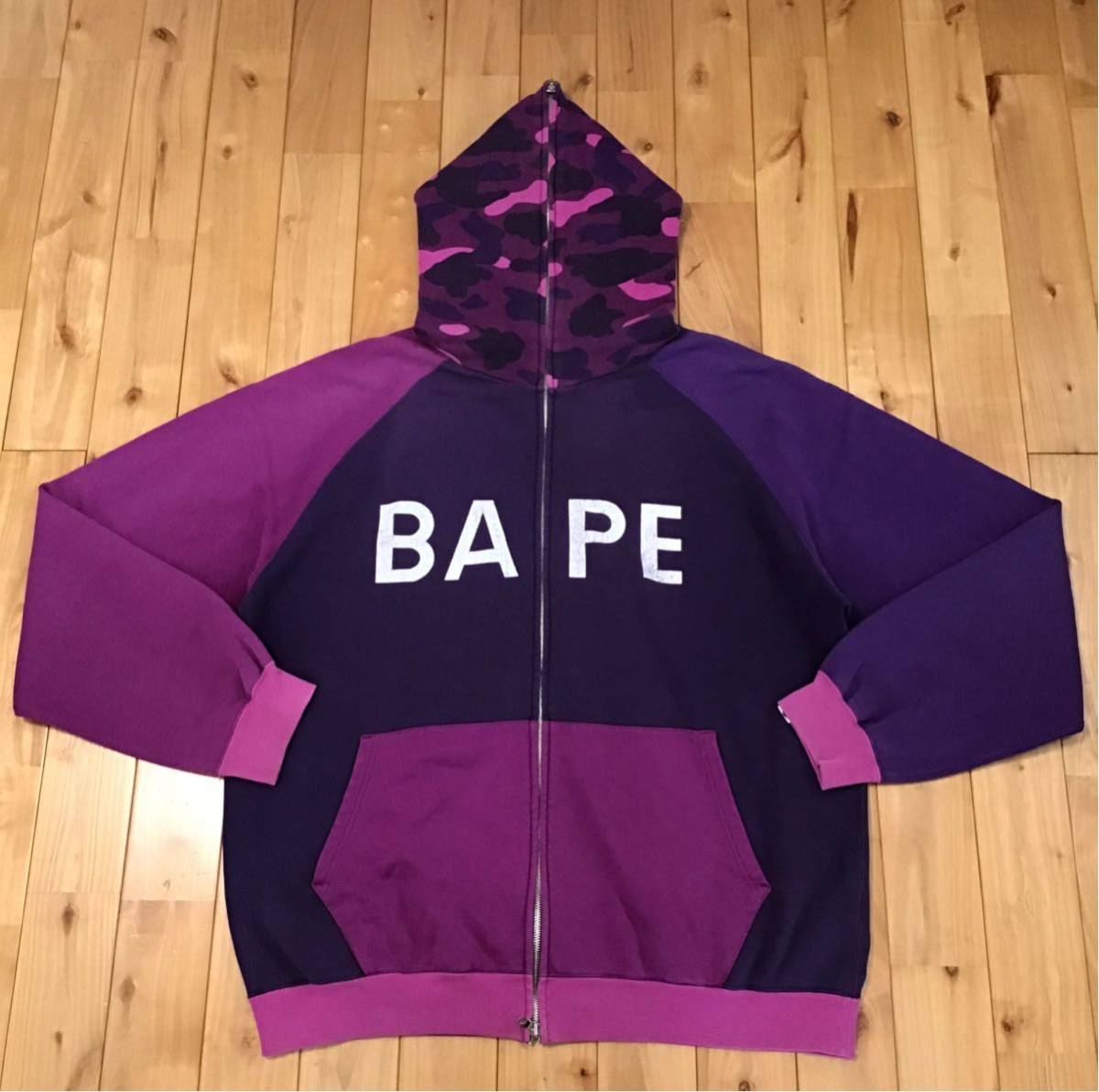 ☆XL☆ purple camo BAPE logo クレイジー パーカー a bathing ape