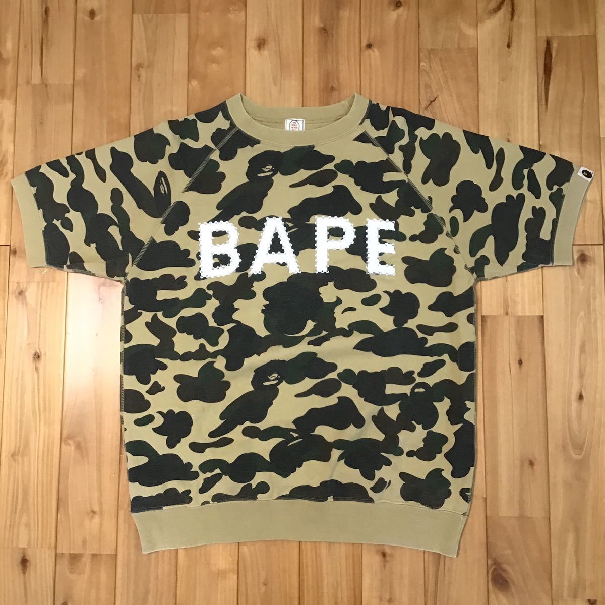 スワロフスキー 1st camo yellow 半袖 スウェット Mサイズ a bathing ape bape swarovski ラインストーン エイプ ベイプ 迷彩 dd52-Kametuku shop