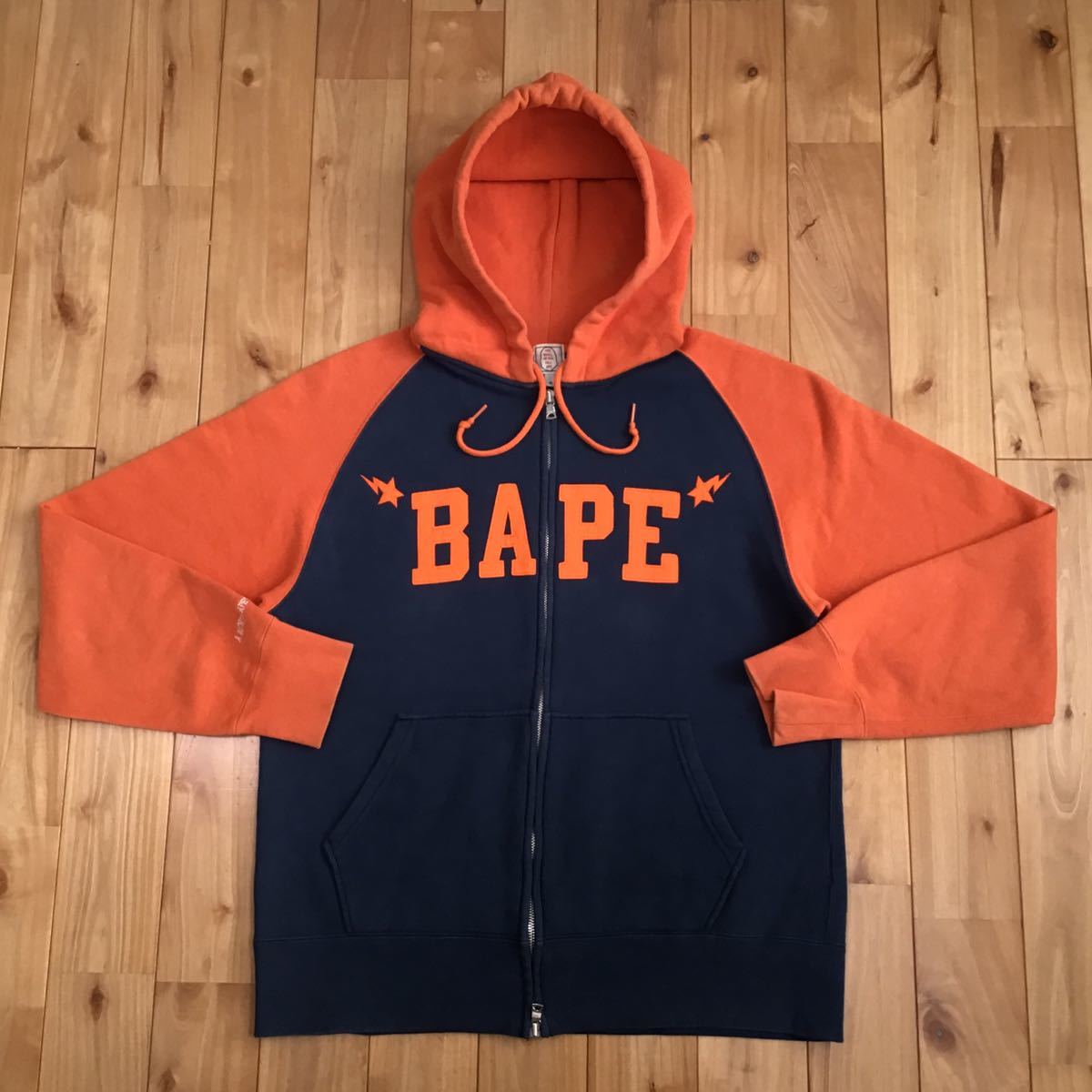 BAPE STA LOGO フルジップ パーカー S ☆初期☆ BAPE STA logo ワッペン ジップ パーカー Sサイズ navy