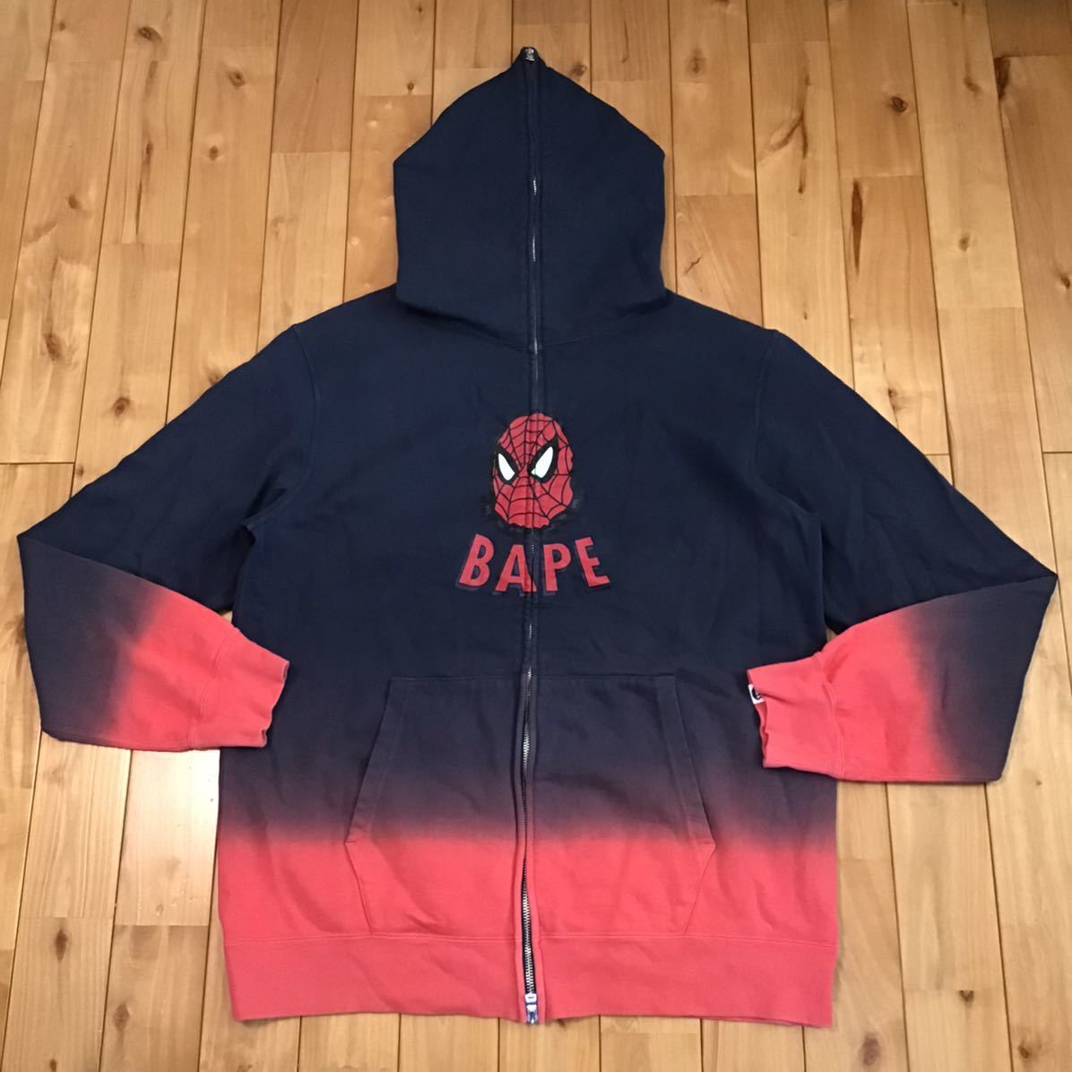 ☆XXL☆ スパイダーマン × bape フルジップ パーカー marvel comics  