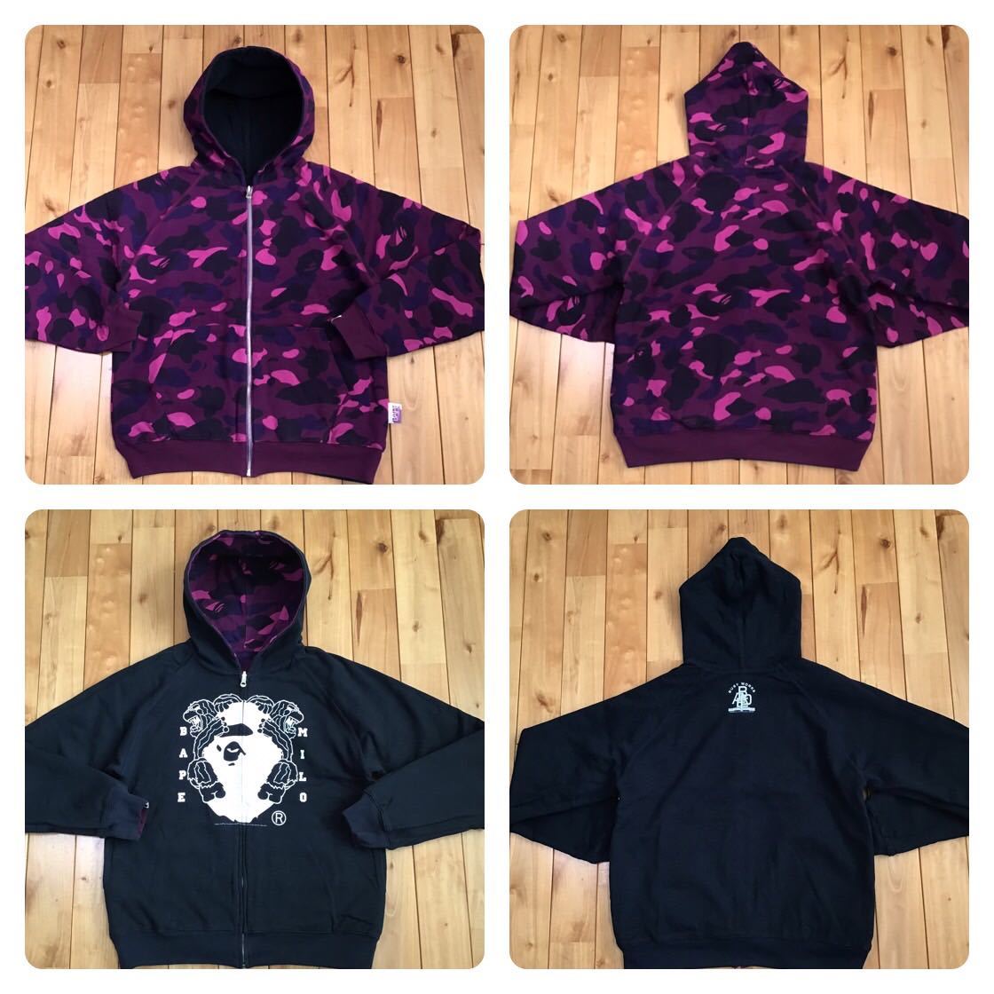 ☆リバーシブル☆ purple camo × navy パーカー Sサイズ a bathing ape 