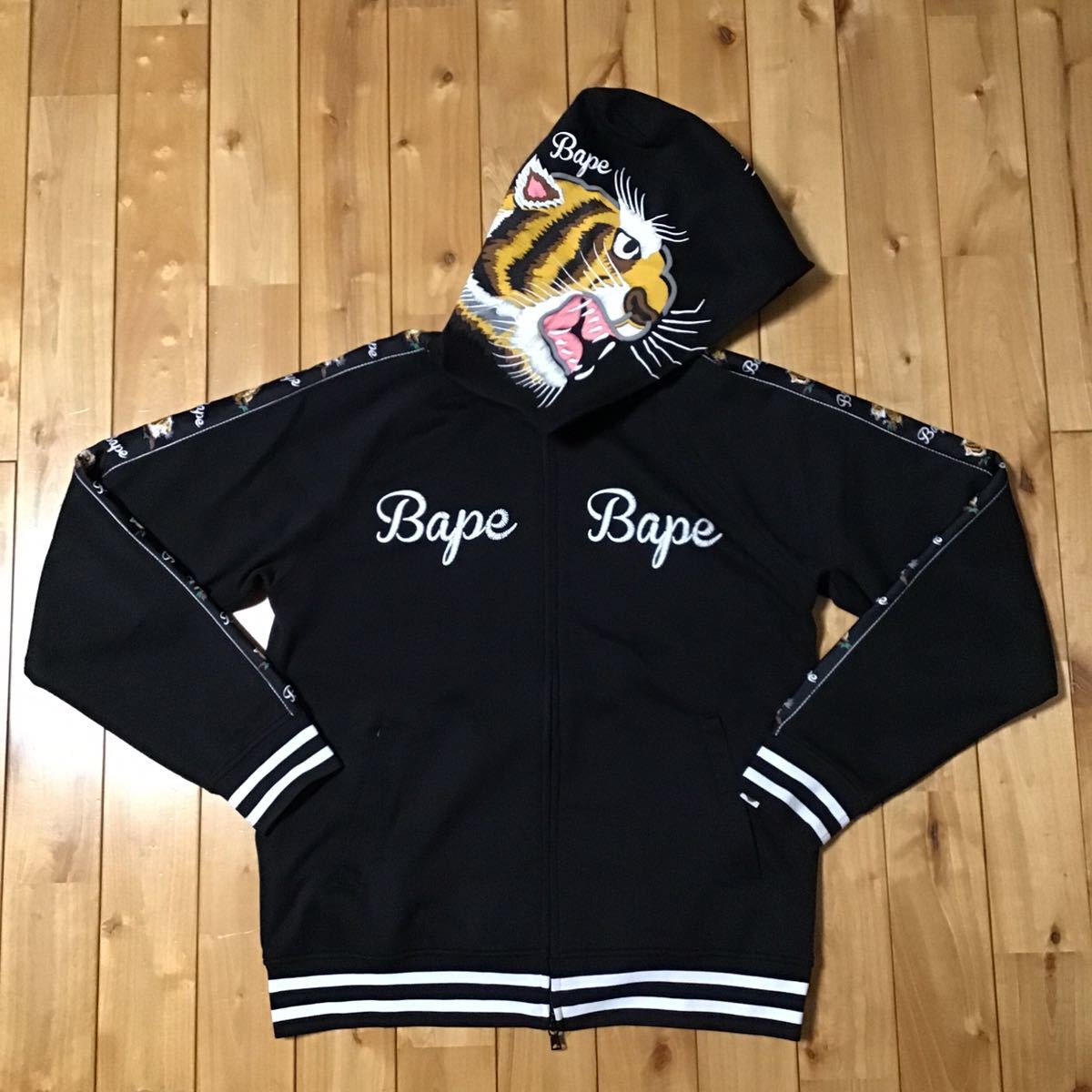 JERSEY TIGER FULL ZIP HOODIE Lサイズ black a bathing ape BAPE ジャージ タイガー パーカー  エイプ ベイプ アベイシングエイプ m809-Kametuku shop