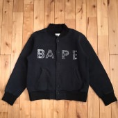 スワロフスキー スウェット スタジャン Sサイズ black a bathing ape bape swarovski varsity jacket エイプ ベイプ アベイシングエイプ pg|All|