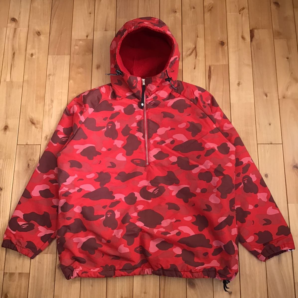 Pharrell camo ハーフジップ パーカー ジャケット Lサイズ a bathing ape BAPE half zip hoodie  jacket red camo エイプ ベイプ 迷彩 j80-Kametuku shop