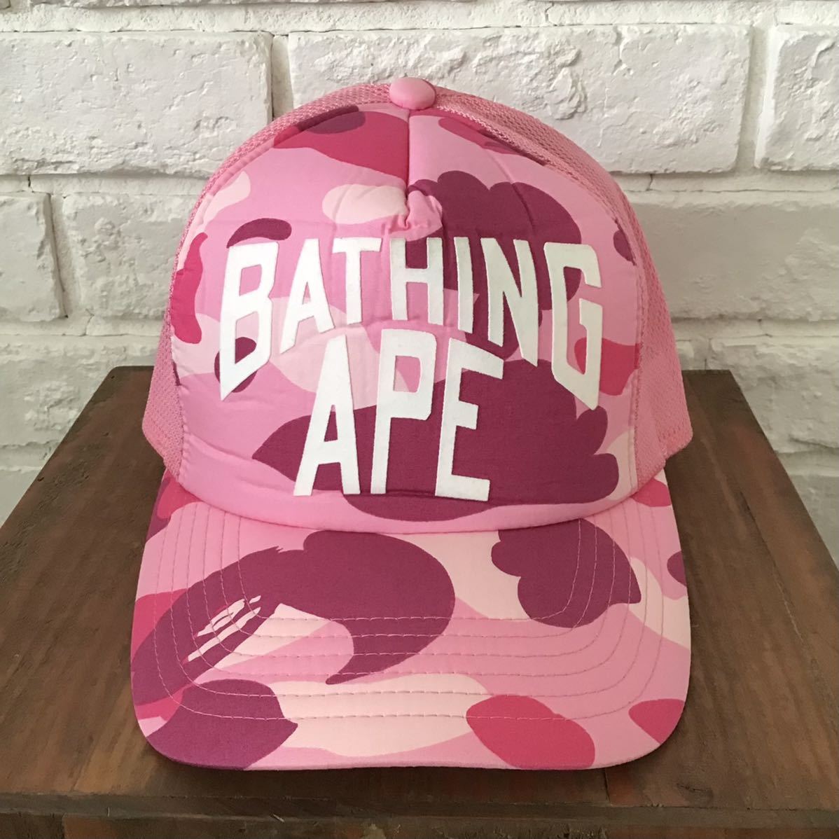 A BATHING APE 迷彩ピンクキャップ pink camo wing logo