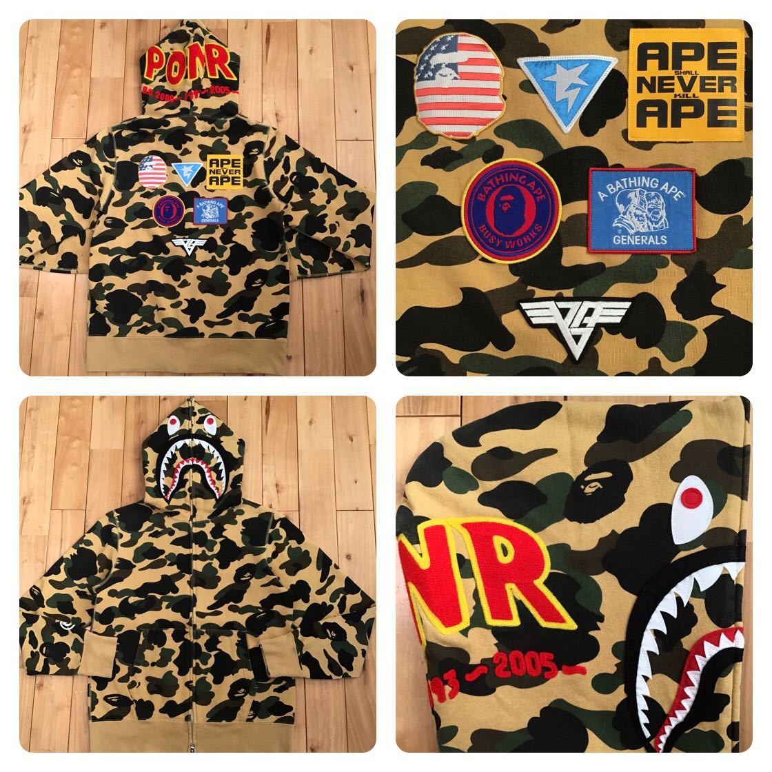 1st camo yellow patched シャーク パーカー Mサイズ shark full zip 激安オンライン アベイシングエイプ 迷彩 Mサイズ パーカー