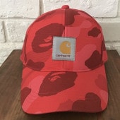 ★新品★ carhartt × bape スナップバック キャップ カーハート a bathing ape エイプ ベイプ cap 帽子 trucker hat red camo 迷彩 v77|All