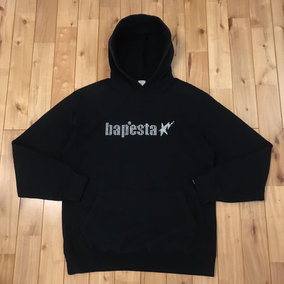 BAPE STA logo プルオーバー パーカー スワロフスキー APE swarovski BAPE sta logo プルオーバー パーカー Lサイズ black a