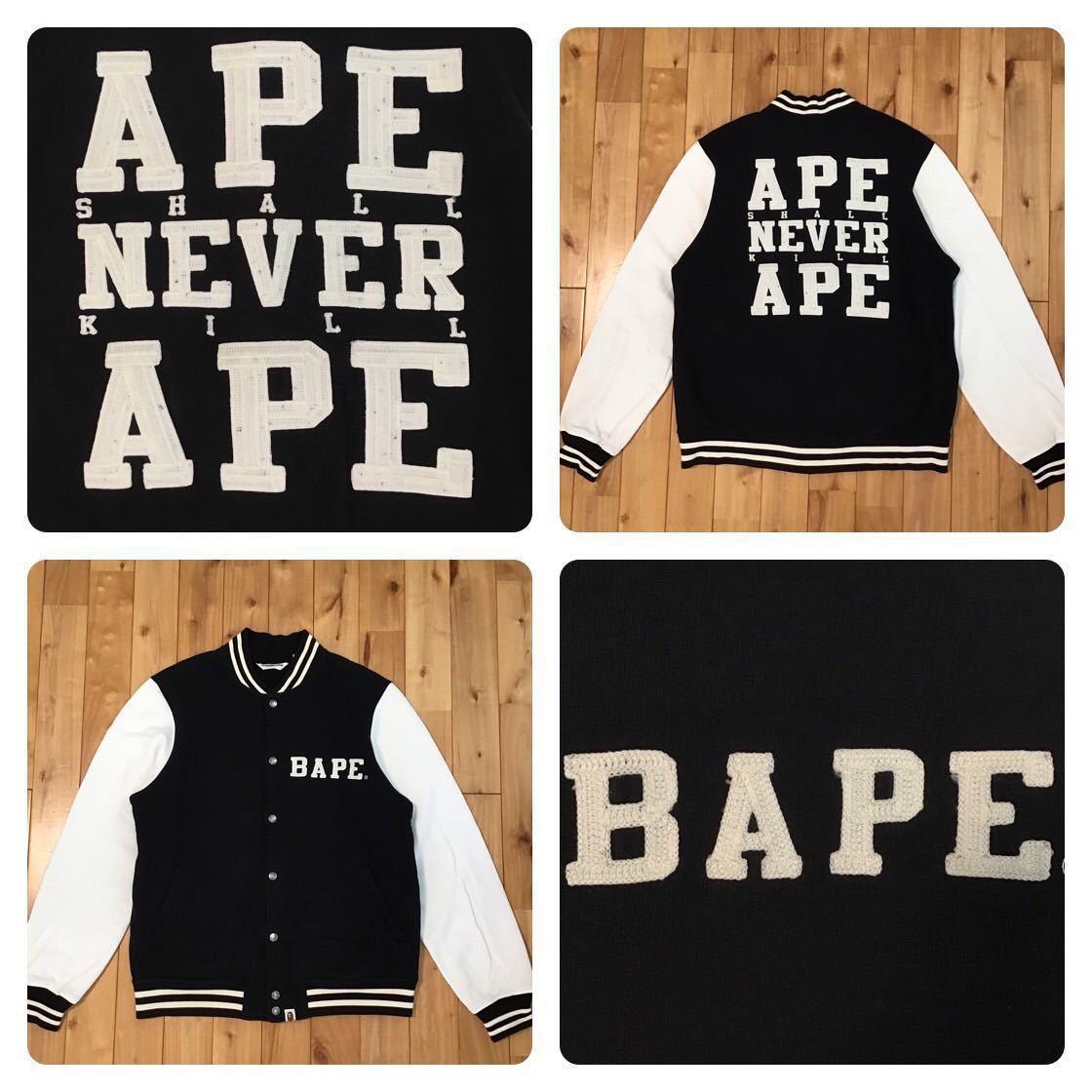 Pee【A BATHING APE】 スタジャン A.S.N.K.A. ☆XL☆ ASNKA LOGO スウェット スタジャン ブラック a bathing ape
