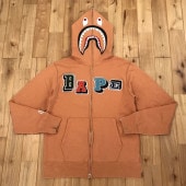 ★XL★ BAPE logo multi fonts シャーク パーカー orenge shark full zip hoodie a bathing ape エイプ ベイプ アベイシングエイプ l9