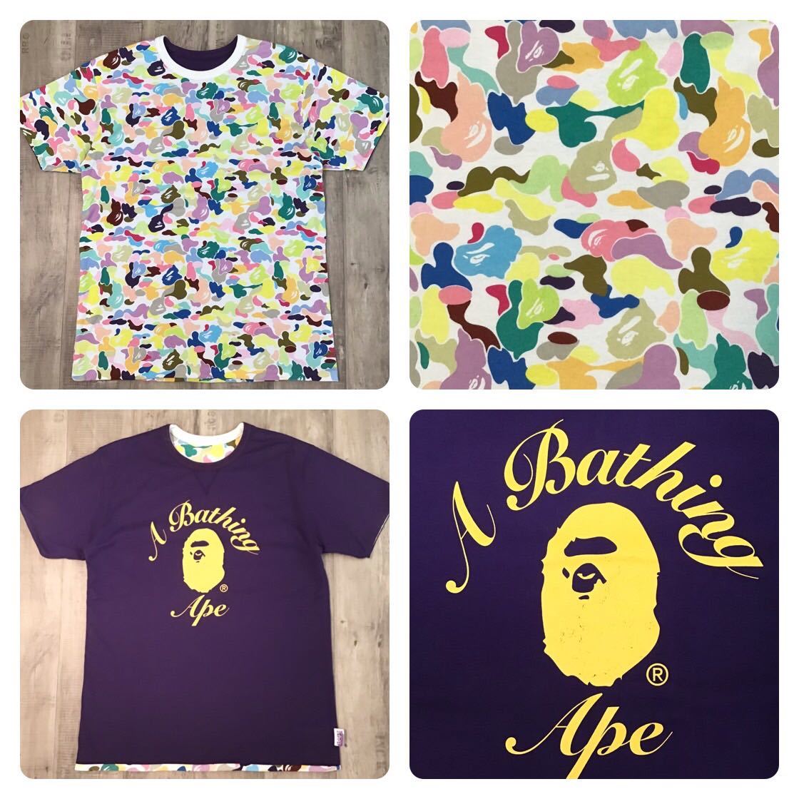 A BATHING APEリバーシブルロンTマルチカモ ☆リバーシブル☆ マルチカモ Tシャツ Lサイズ a bathing ape bape