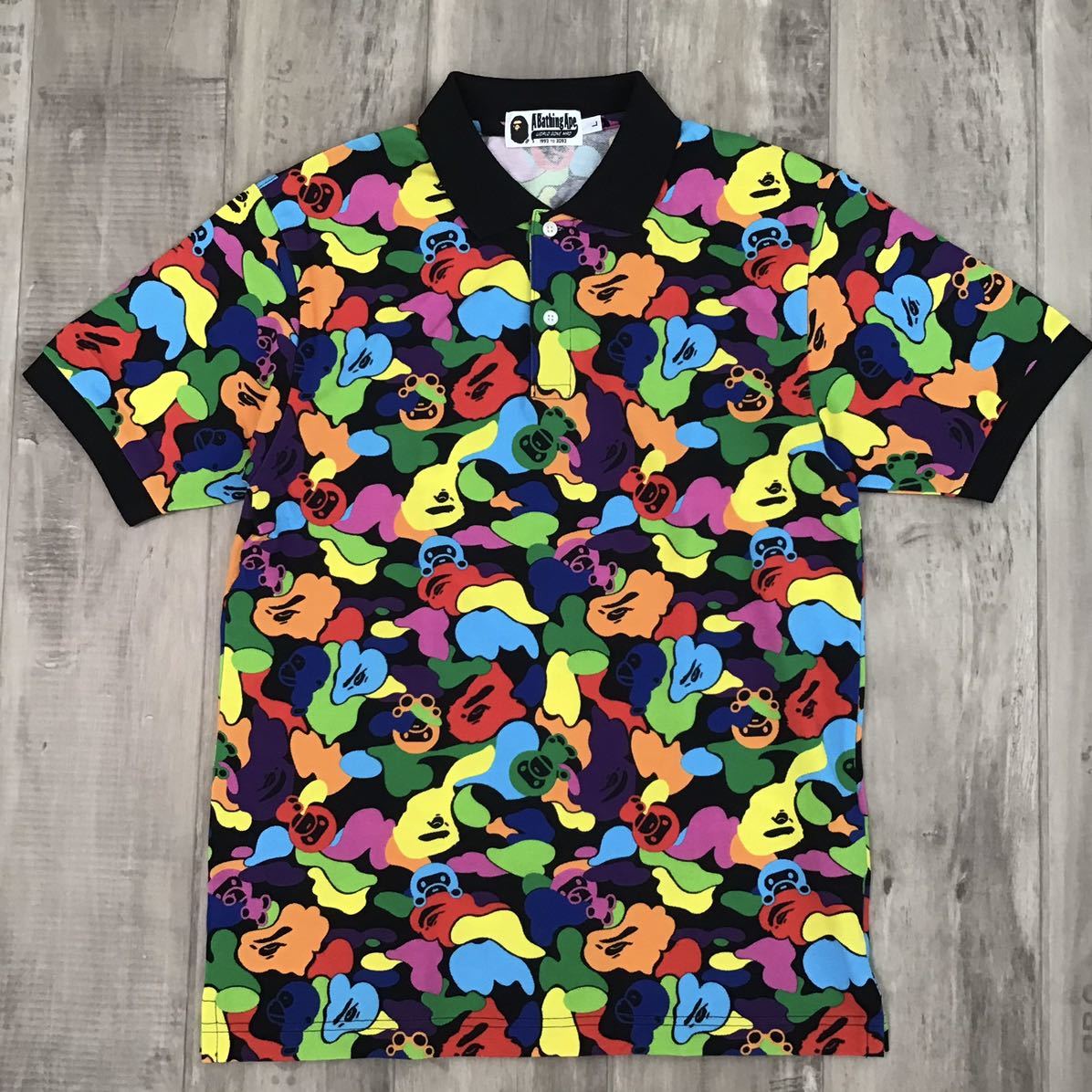 A マルチカラー bapesta ポロシャツ Lサイズ a bathing ape bape sta