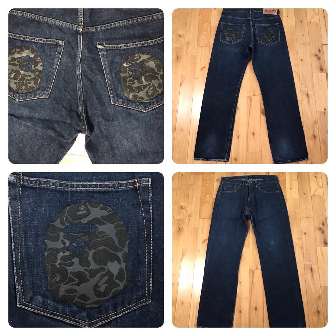 ☆青山限定☆ APE head logo denim pants Mサイズ a bathing ape BAPE 