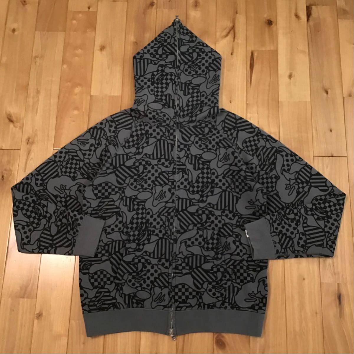 BAPE cookie camo フルジップ パーカー Sサイズ グレー a bathing ape full zip hoodie エイプ