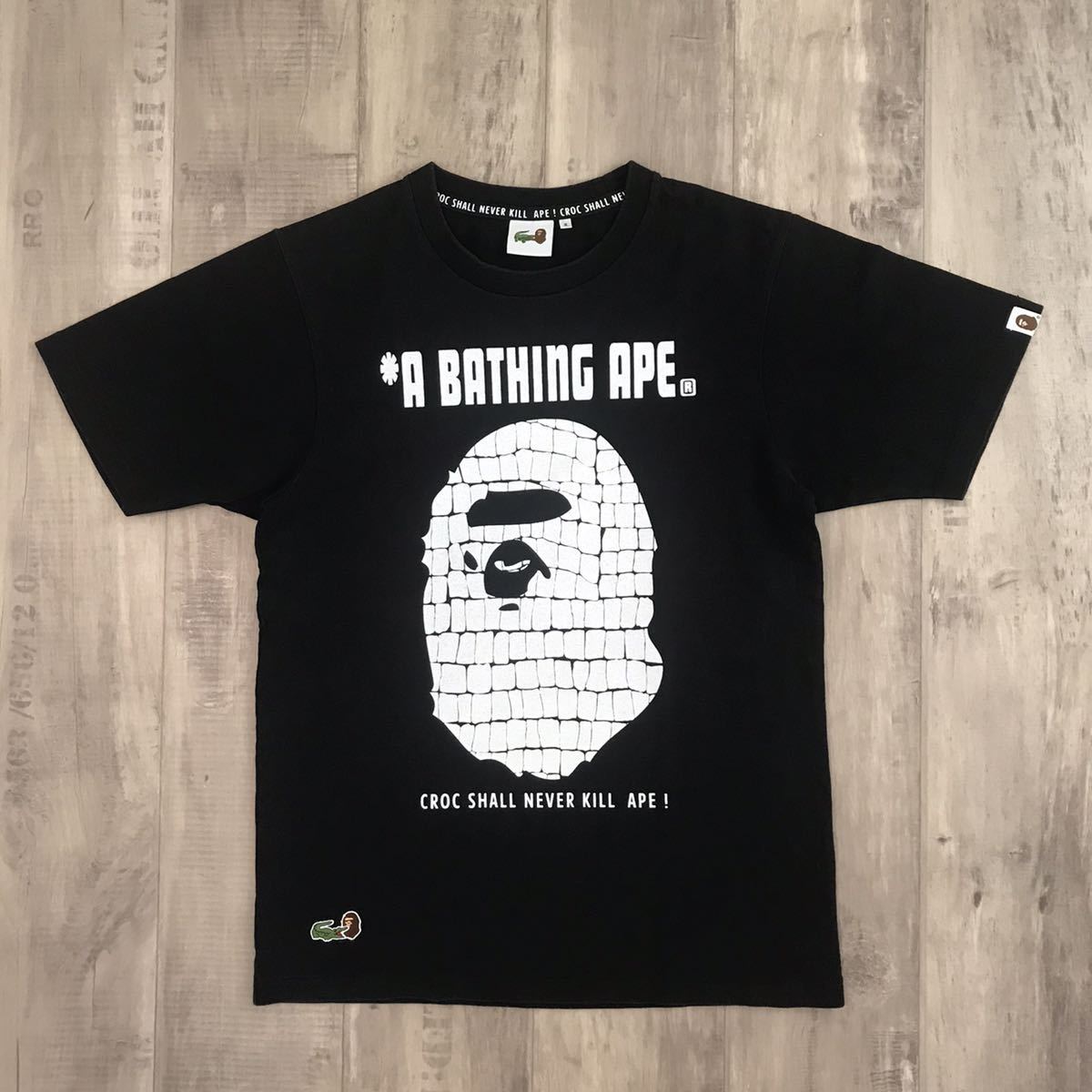 LACOSTE × BAPE BIG HEAD Tシャツ Sサイズ ブラック a bathing