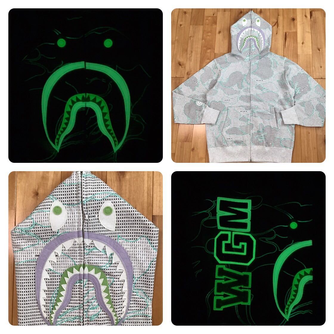 ☆新品☆ 蓄光 TEXT CODE CAMO SHARK FULL ZIP HOODIE Lサイズ a