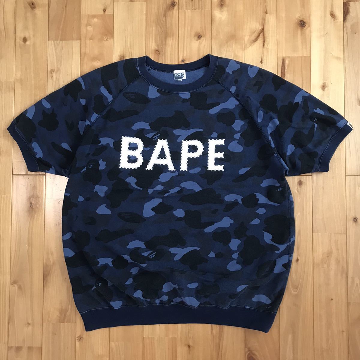 ☆XL☆ スワロフスキー Blue camo 半袖 スウェット a bathing ape BAPE
