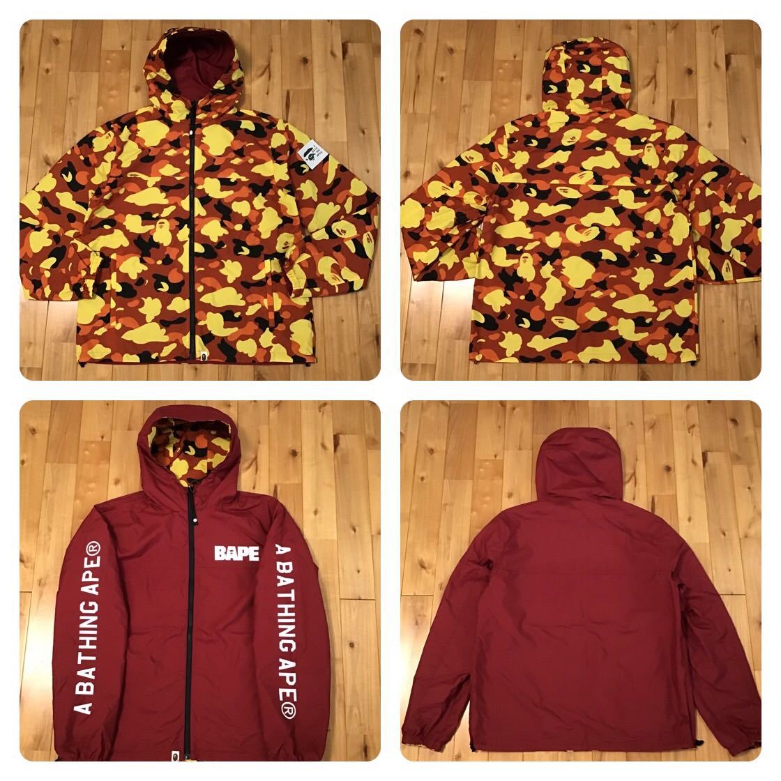 ☆新品☆ リバーシブル Orange camo hoodie jacket XLサイズ a bathing