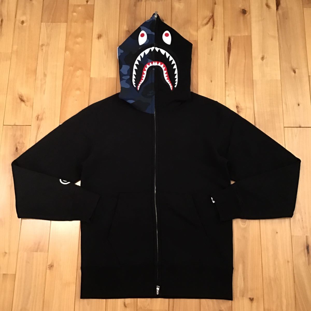 Blue camo × black シャーク パーカー Sサイズ shark full zip hoodie