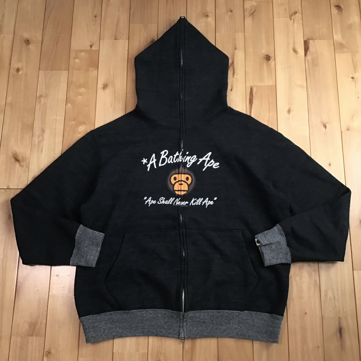 エイプ　マイロ フルジップ パーカー Mサイズ a bathing ape Milo logo フルジップ パーカー Lサイズ black a bathing ape