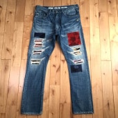 BAPE TYPE-05 MIX CAMO PATCHWORK DAMAGED DENIM PANTS Lサイズ a bathing ape エイプ ベイプ アベイシングエイプ デニム ジーンズ m1