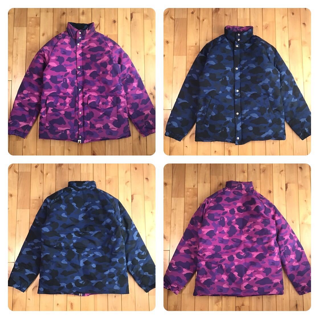 BAPE リバーシブル ダウンジャケット purple blue camo ☆リバーシブル☆ ダウンジャケット Lサイズ purple camo × blue camo