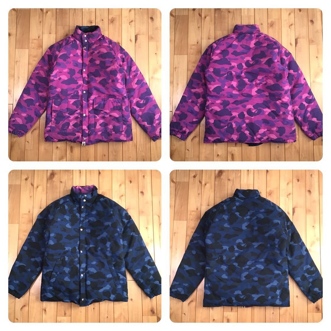 ☆リバーシブル☆ ダウンジャケット Mサイズ purple camo × blue