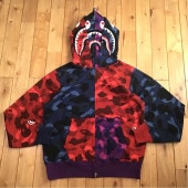 Crazy camo ダブル シャーク パーカー Lサイズ double shark full zip hoodie a bathing ape BAPE エイプ ベイプ 迷彩 sa31|All|Ho