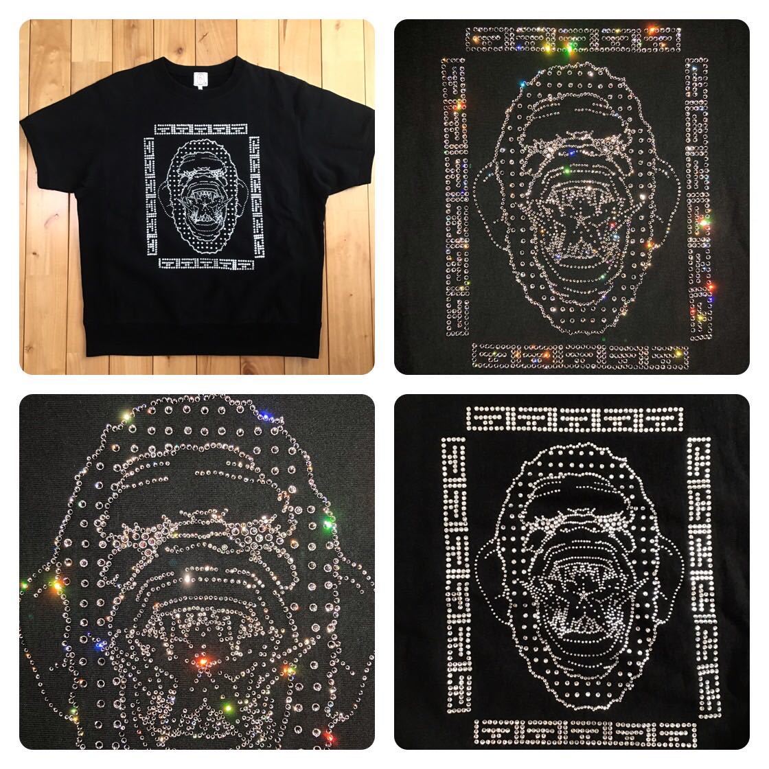 ABATHING APE アベイジングエイプトレーナー APEスワロフスキー スワロフスキー 大猿 スウェット Sサイズ black a bathing ape BAPE