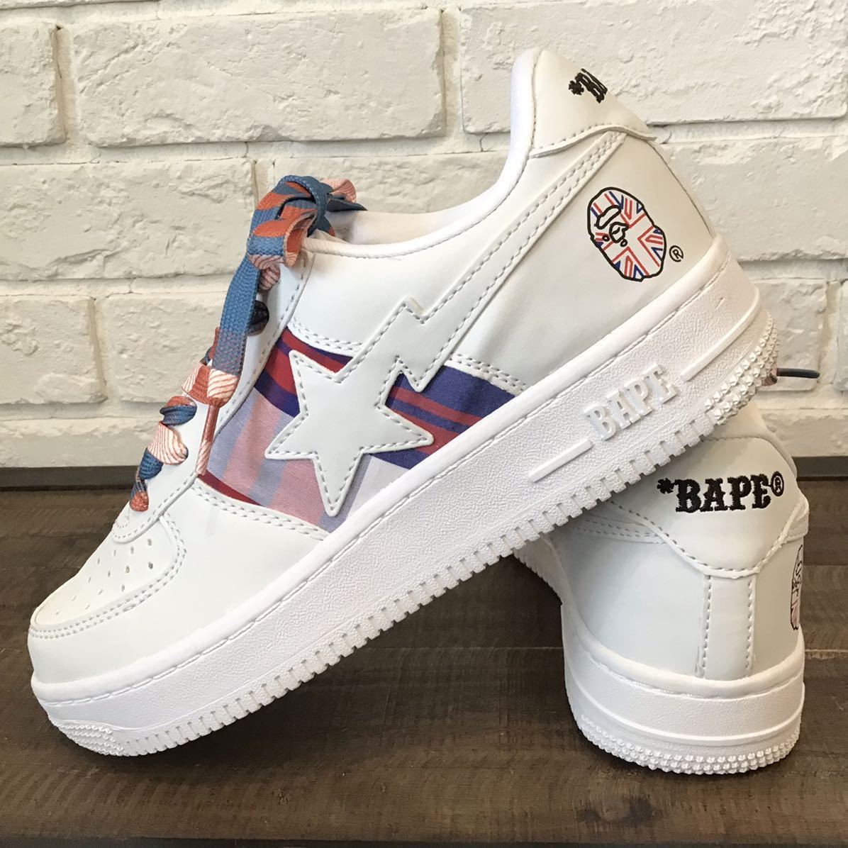 ☆新品☆ レザー BAPESTA スニーカー 25.5cm US7.5 a bathing ape BAPE 