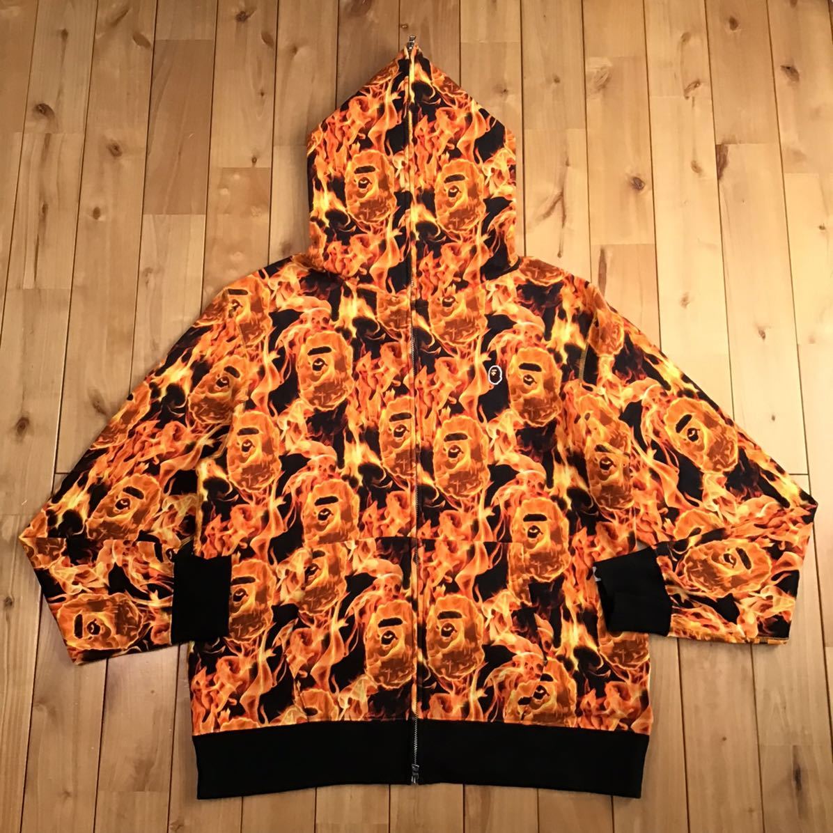 ★XL★ BAPE FLAME フルジップ パーカー a bathing ape BAPE fire full zip hoodie エイプ