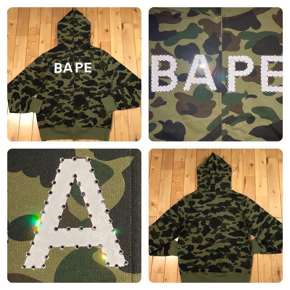 スワロフスキー CRYSTAL STONE BAPE camo フルジップ パーカー Lサイズ
