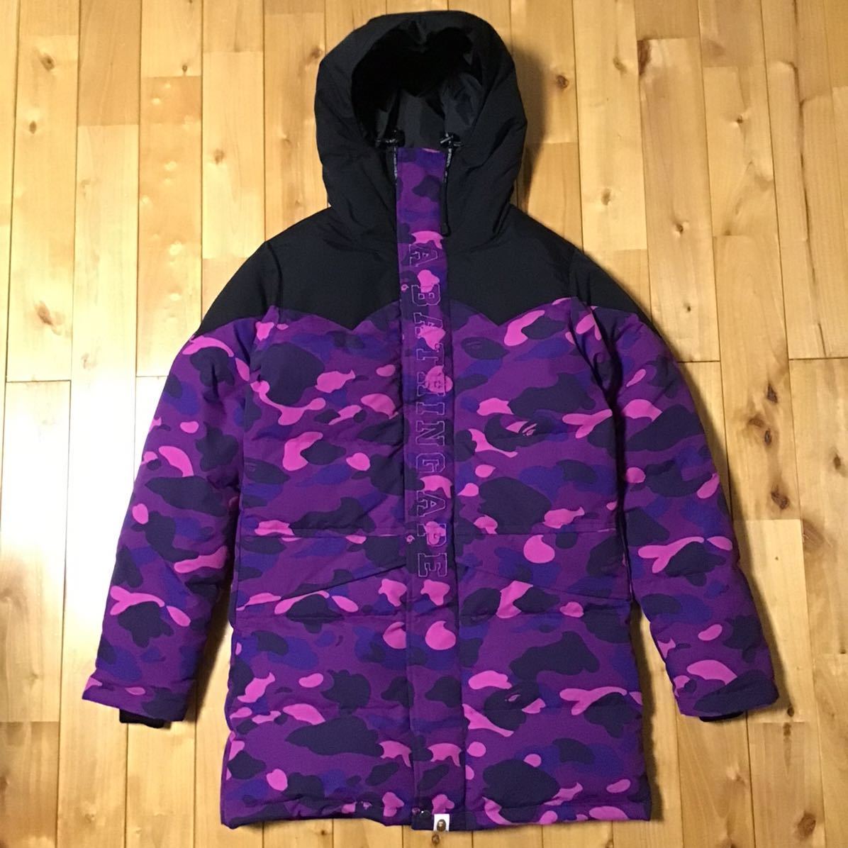 Purple camo ロング ダウンジャケット Sサイズ a bathing ape BAPE  