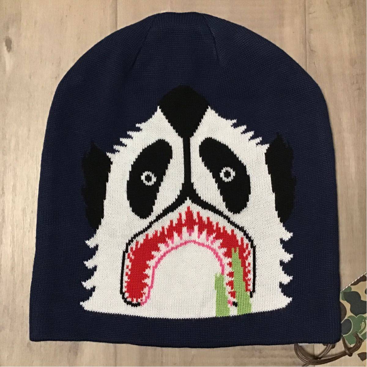 ☆新品☆ パンダ ニットキャップ ネイビー a bathing ape BAPE