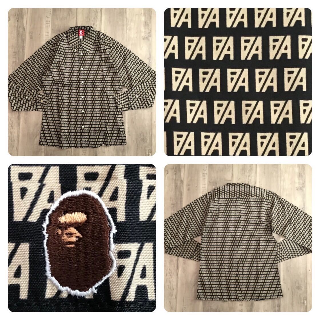 ☆新品☆ 初期 モノグラム 長袖BDシャツ Sサイズ black a bathing ape 