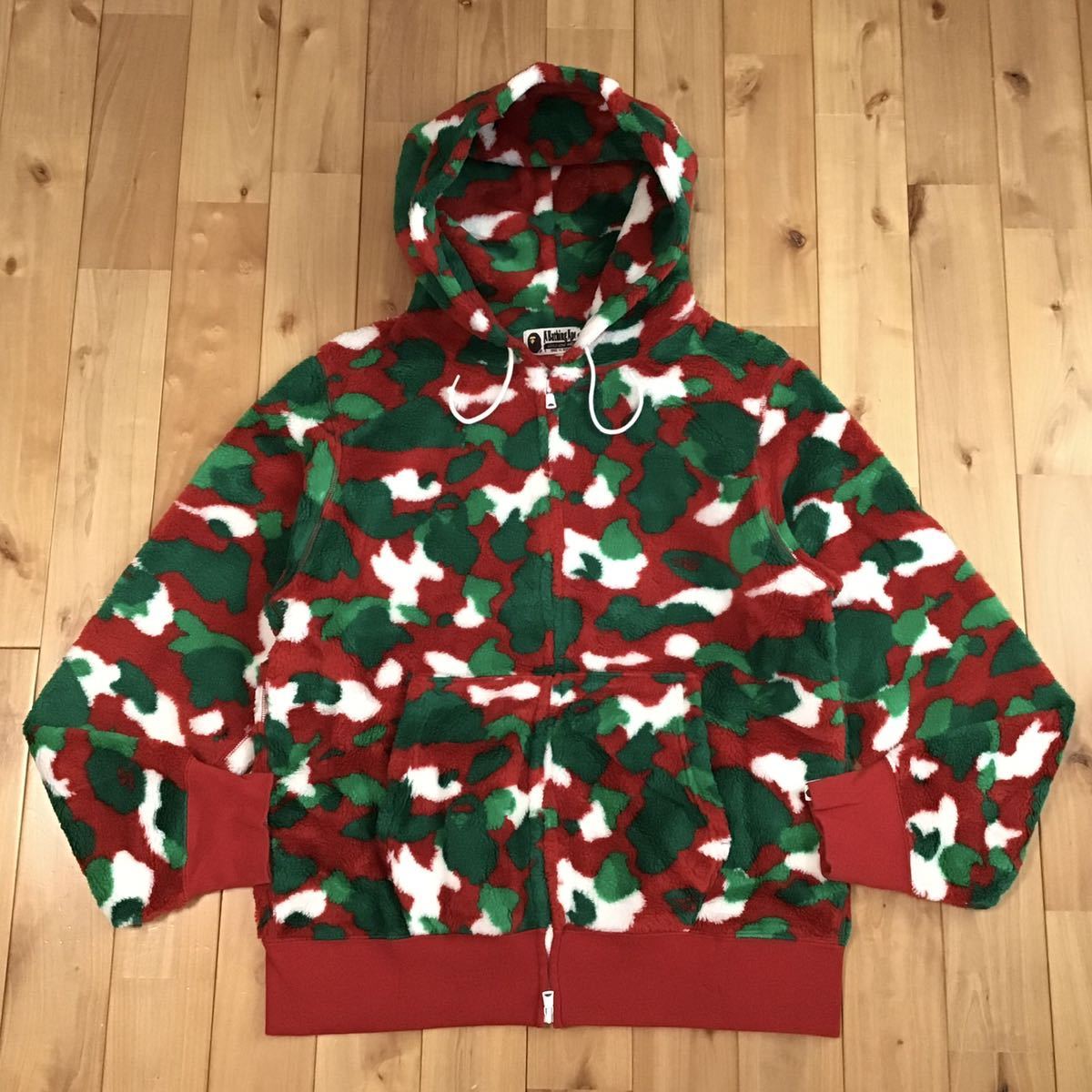 ☆新品☆ XL クリスマス BAPE camo ボア パーカー a bathing ape Xmas