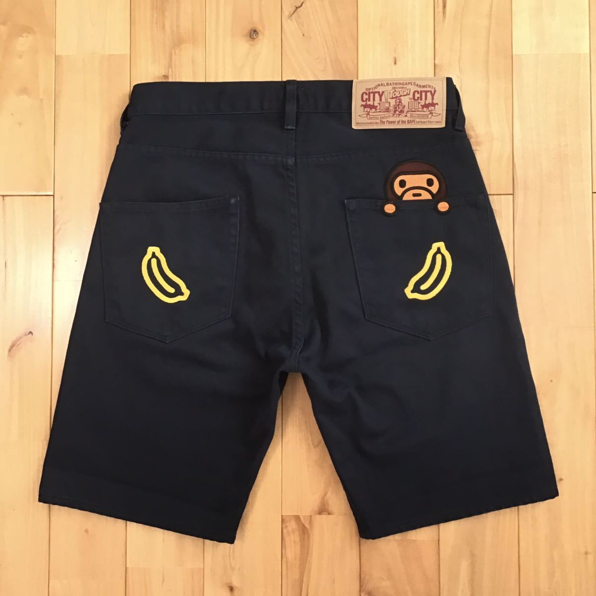 エイプハーフパンツ　マイロ Milo 刺繍 ハーフパンツ Sサイズ ネイビー a bathing ape BAPE