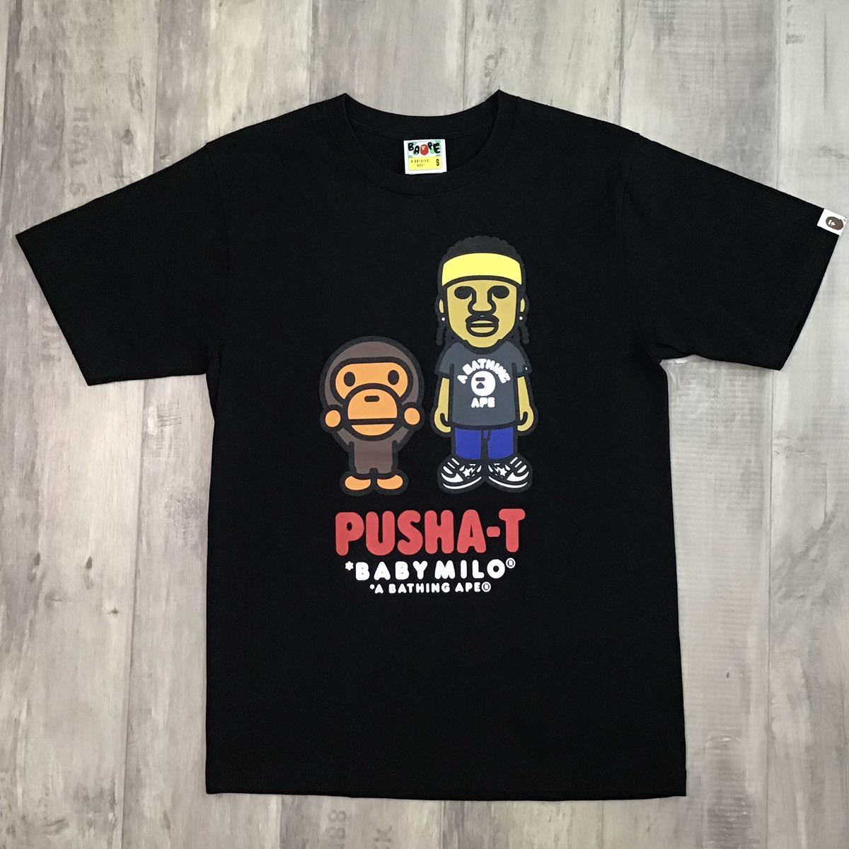 PUSHAT × BAPE マイロ Tシャツ Sサイズ black a bathing ape baby milo Clipse エイプ ベ