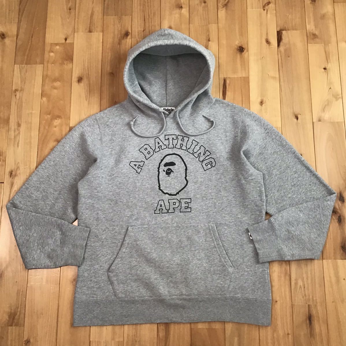 カレッジロゴ プルオーバー パーカー Lサイズ グレー a bathing ape  