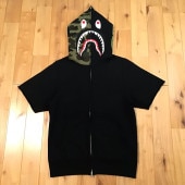 Short Sleeve shark full zip hoodie Sサイズ a bathing ape BAPE camo シャーク パーカー エイプ ベイプ アベイシングエイプ 迷彩 w55|A
