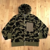★XL★ 1st camo green ボア パーカー a bathing ape boa BAPE zip hoodie エイプ ベイプ アベイシングエイプ 迷彩 i0175|All|Hoodie