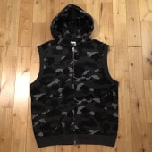 Black camo スウェット パーカー ベスト Mサイズ a bathing ape BAPE zip hoodie vest エイプ ベイプ アベイシングエイプ 迷彩 NIGO m605|All