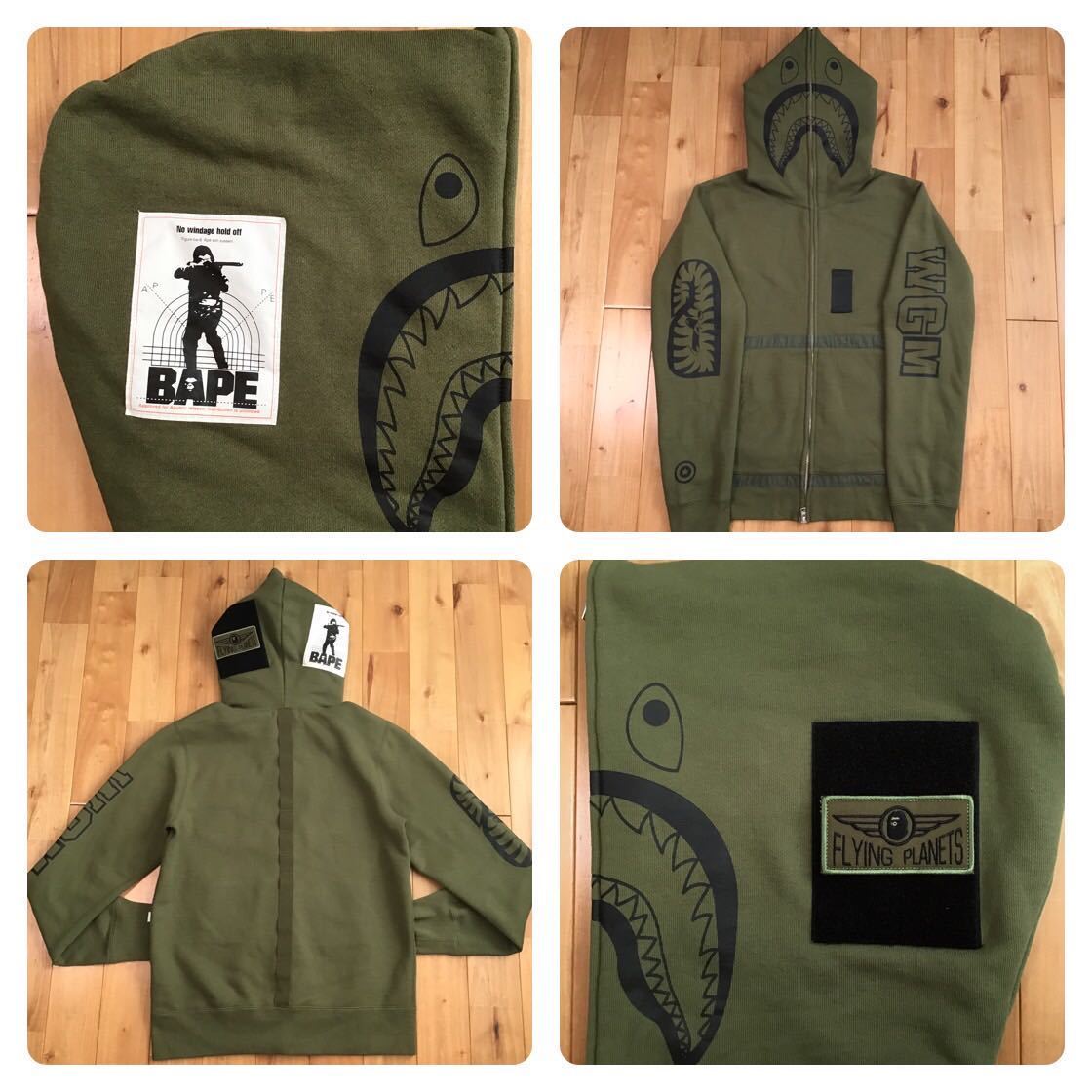 BAPE Hunting Logo Shark Full Zip Hoodie Mサイズ カーキ a BAPE Hunting Logo Shark Full Zip Hoodie Mサイズ カーキ a