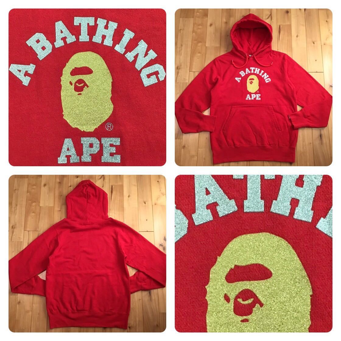 A BATHING APE BAPE エイプ Mサイズ ラメカレッジロゴパーカー A BATHING APE BAPE エイプ Mサイズ ラメカレッジロゴパーカー